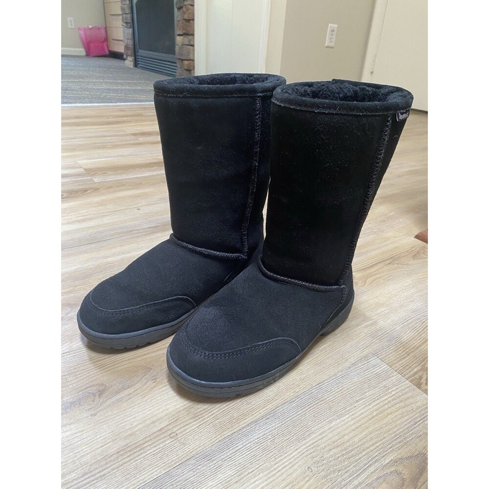 Bearpaw Women’s Emma Boots, Sheepskin Lining, Black, Sz 9 EUC